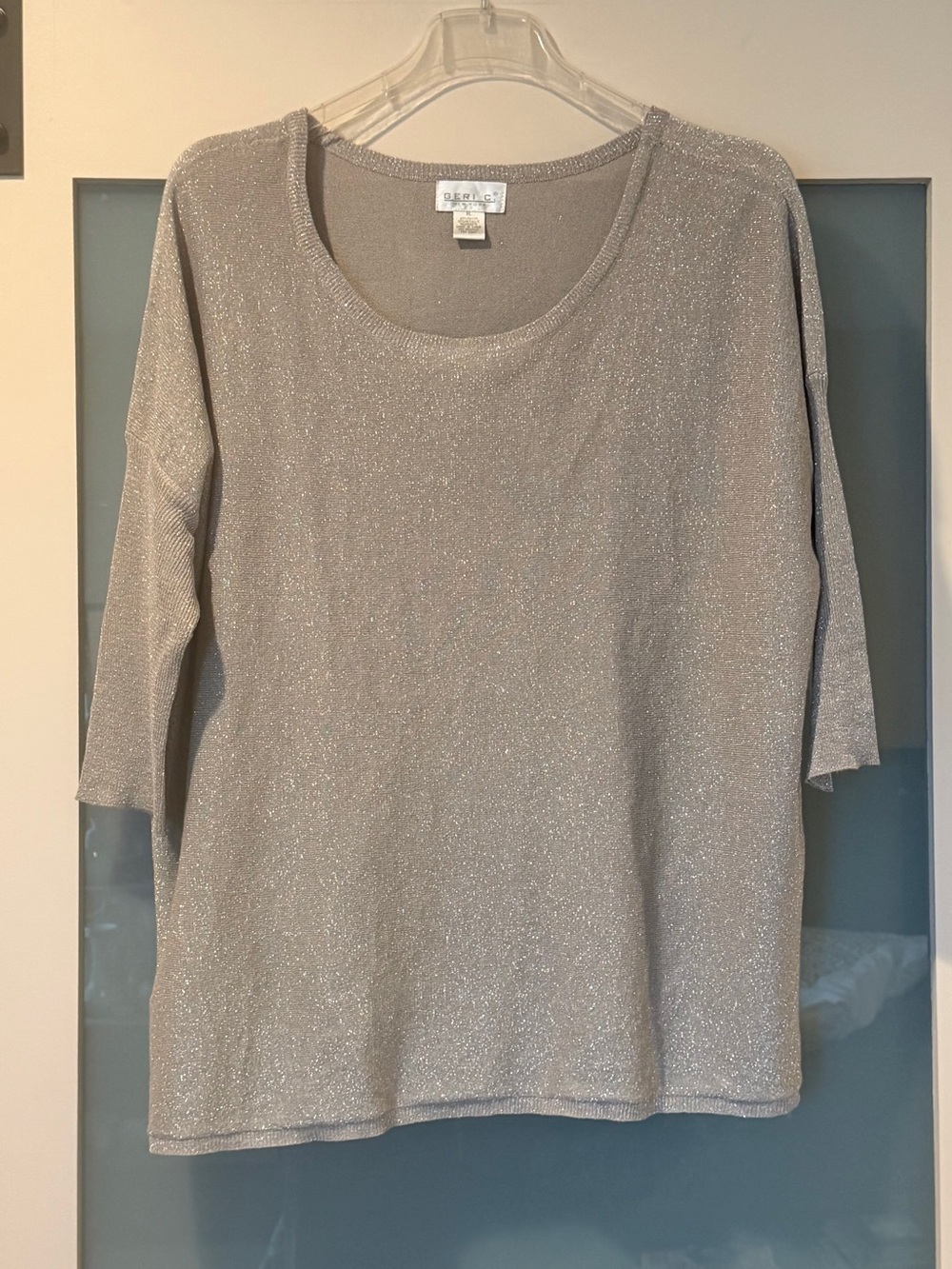Silver Metallic Knit Top with Subtle Sparkle